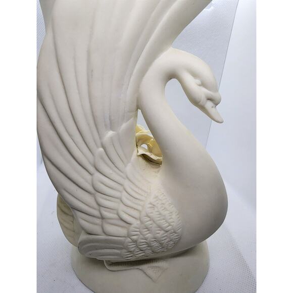 VINTAGE VASE-Porcelain Bisque-Ivory-Swan-Art Deco Style-8.25" - Picture 3 of 16